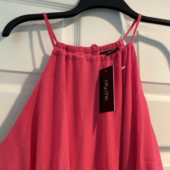 City Chic pink sugar halter pleated belted dress Sz 22 New - Picture 4 of 4